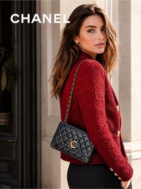 CHANEL MAKEUP Black Quilted Classic Bag with Gold Hardware